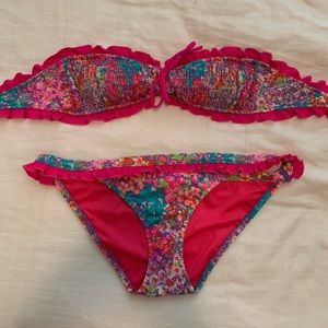 Victoria’s Secret smocked bandeau floral bikini